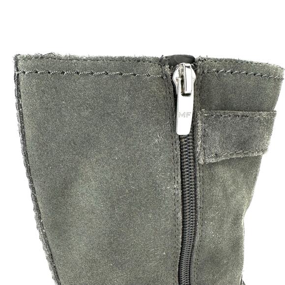 Marc Fisher Arianna Women Gray Moto Boot Size 9 Suede Block Heel Mid-Calf Bootie - Picture 10 of 15
